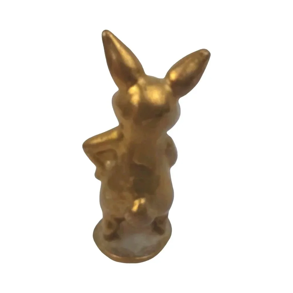 Canadianna Brass Anthropomorphic Bunny Rabbit With Carrot Minature Figurine Vtg